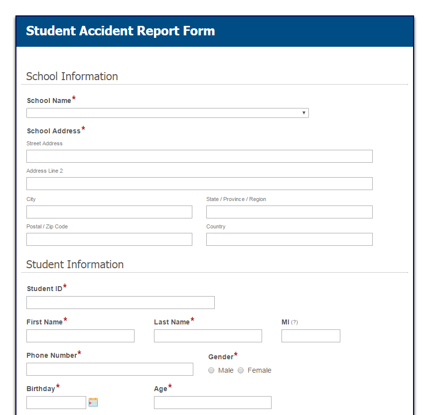 Student Accident Report Form-Form