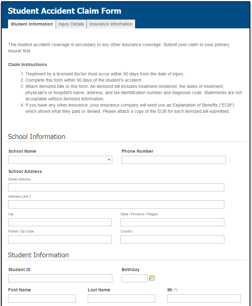 Student Accident Claim Form-Form