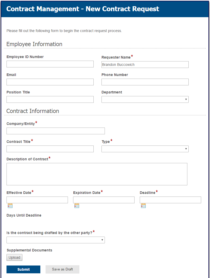 New Contract Request-Form