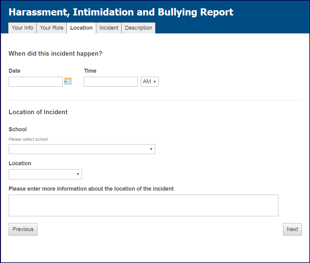 School Bullying Report-Form