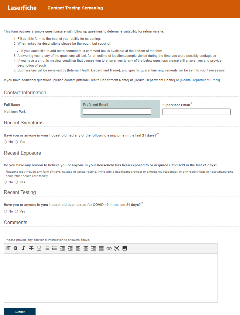 Employee Contact Tracing-Form