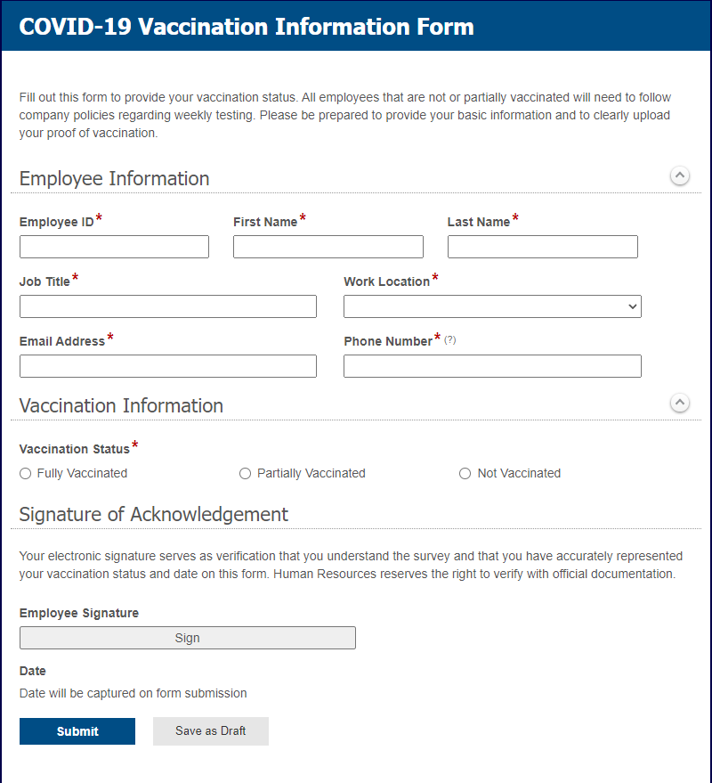 Employee Vaccination Records Submission and Management-Form