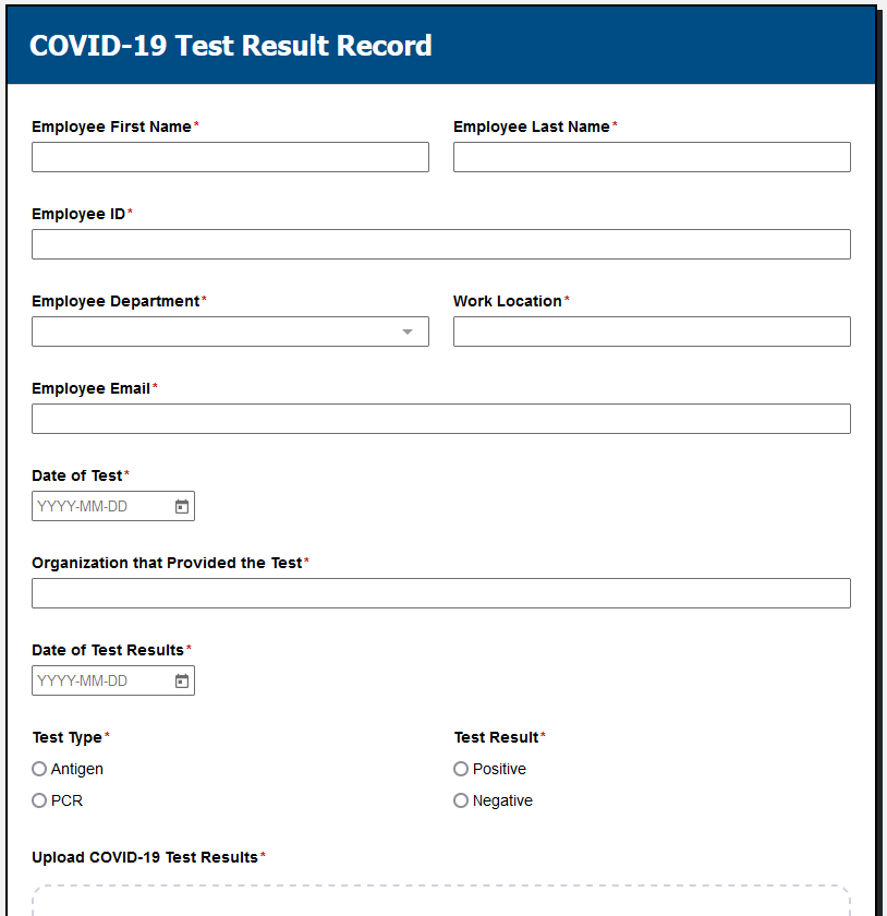 COVID-19 Test Result Submission-Form