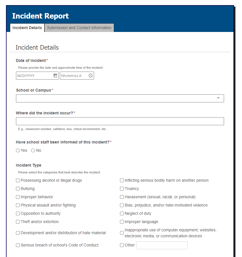 Incident Reporting