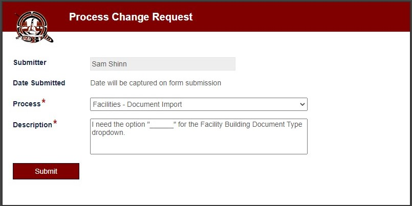 Forms Process Change Request-Form