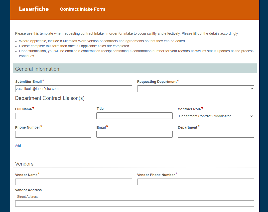 Flexible Contract Management System-Form