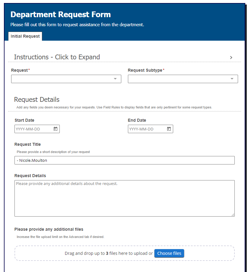 Department Request Process - AgilePlace-Form