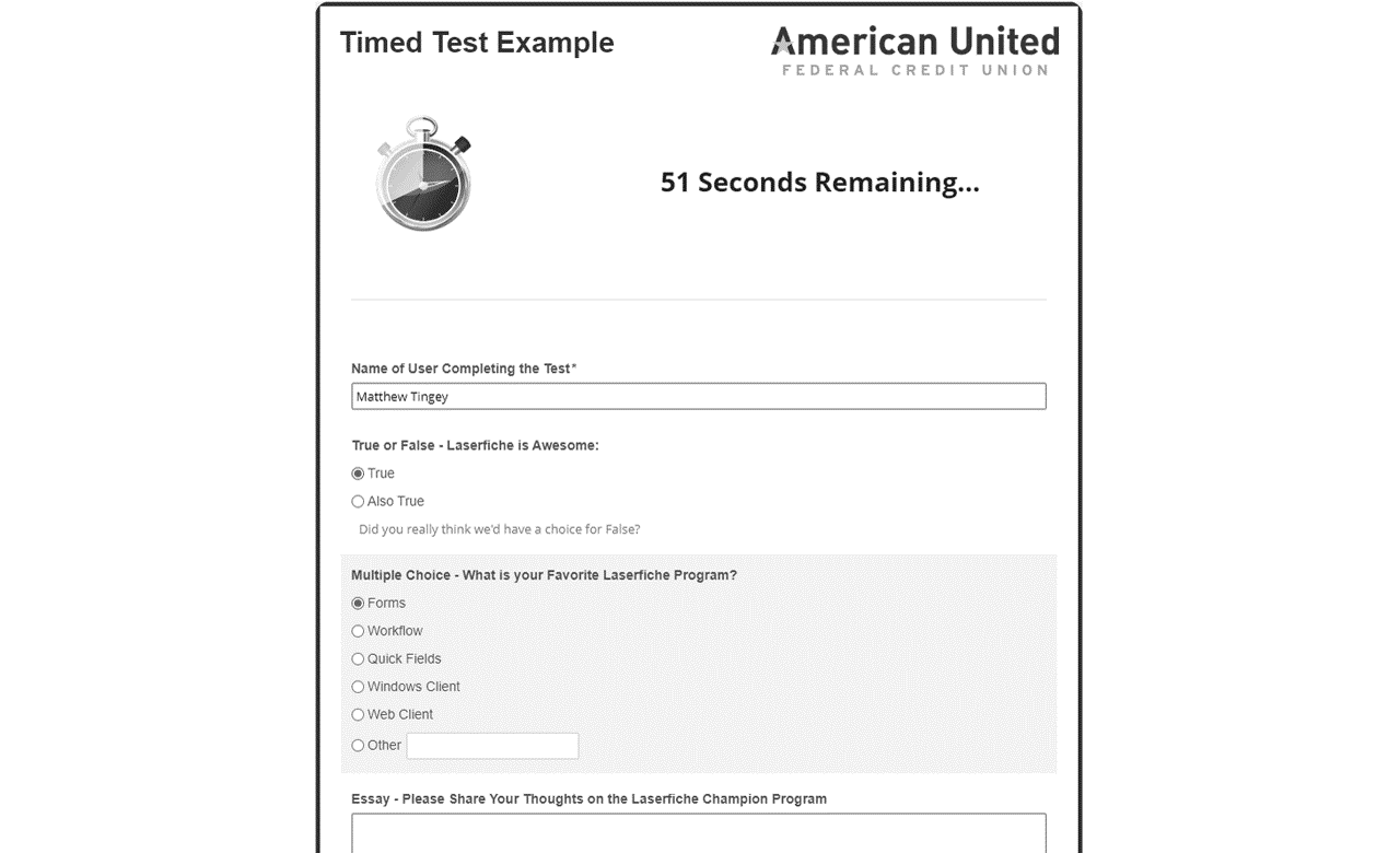 Timed Test Example