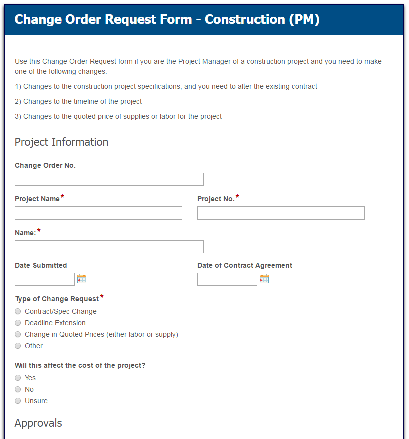 Change Order Request (Project Manager Submission)-Form