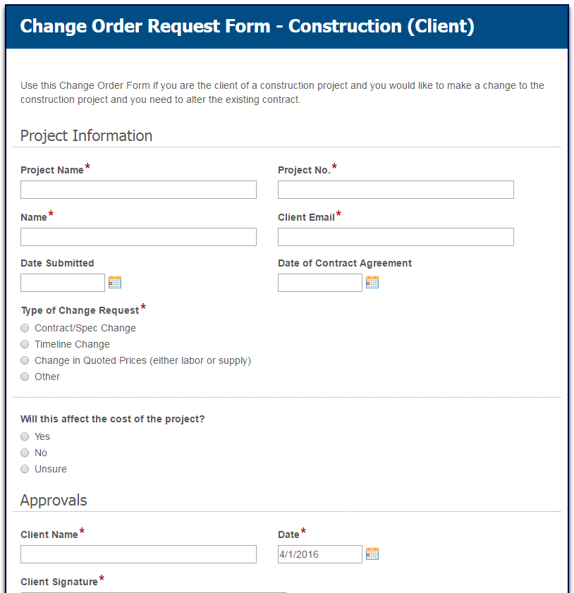 Change Order Request (Client Submission)-Form
