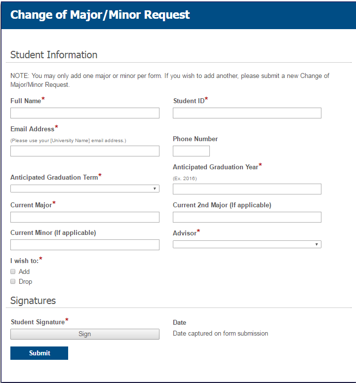 Change of Major/Minor Request-Form