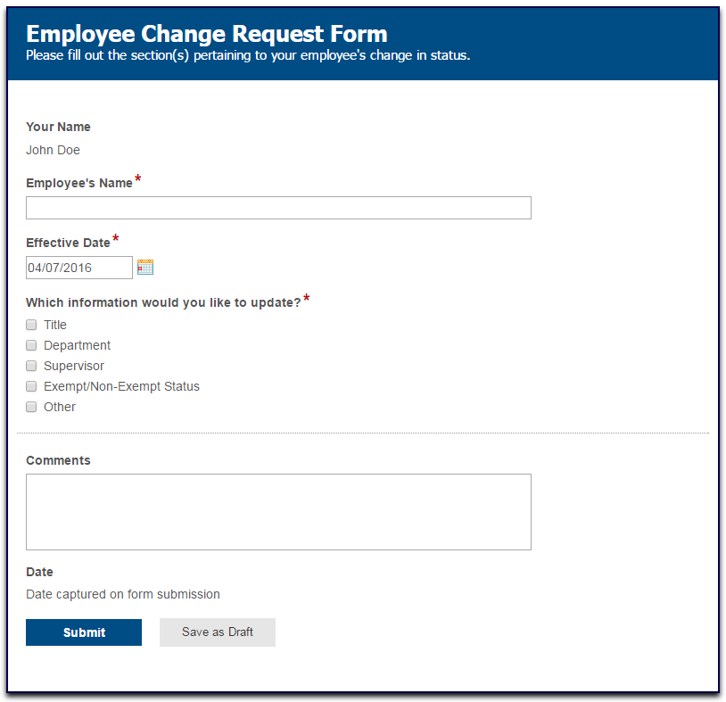 Employee Status Change Notification-Form