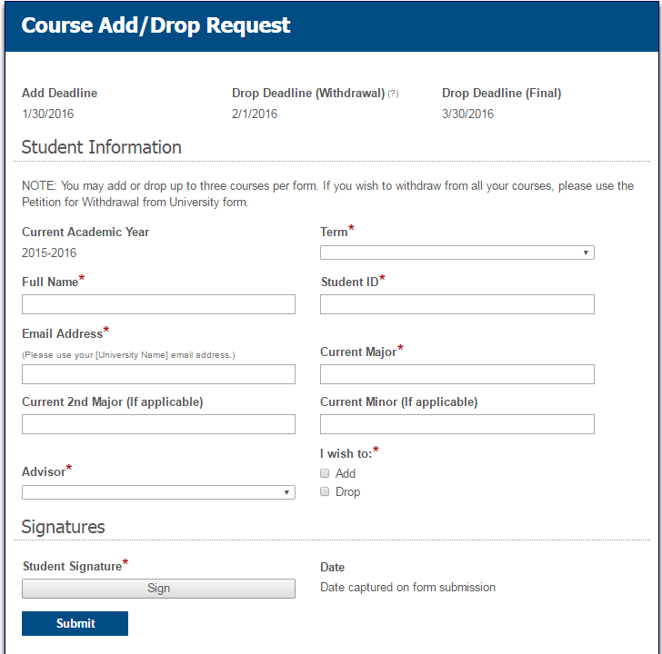 Course Add/Drop Request-Form