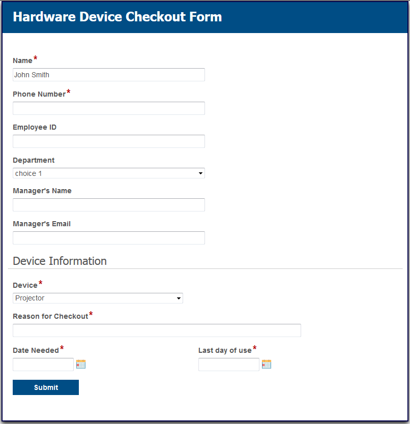 Hardware Device Checkout-Form