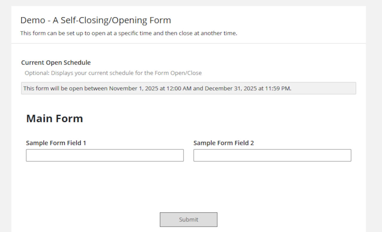 Self Opening/Closing Form