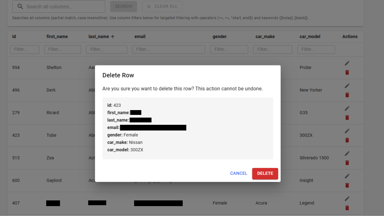 LFDataview-LFDataview - Delete